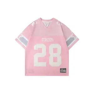 Jersey Short Sleeve Letter Pattern T-shirt Autumn V-neck Sports Retro T-shirtRAIMENTRY