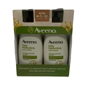 Aveeno Daily Moisturizing Body Lotion Moisturizer - Unscented, Intensely Nourishing for Dry, Sensitive Skin - 2x24 fl oz Hydrating Body Care that Prevents Dryness