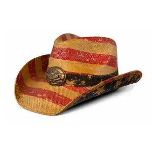 California Hat Company - Vintage American Flag Cowboy Hat With Eagle