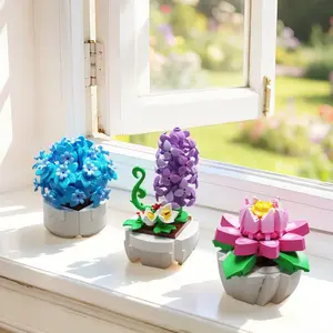 Flowers 3D Romance Blooming Pink Rose Iris botanical Building Blocks Set,Stacking,SafeDurable Toy,Mini Blue Brick Potted Puzzle,Succulent Decor,Creative gift DIY,Kid fidget Birthday,Artificial,Christmas,Black Friday,Valentine's Day girl Bouquet collection