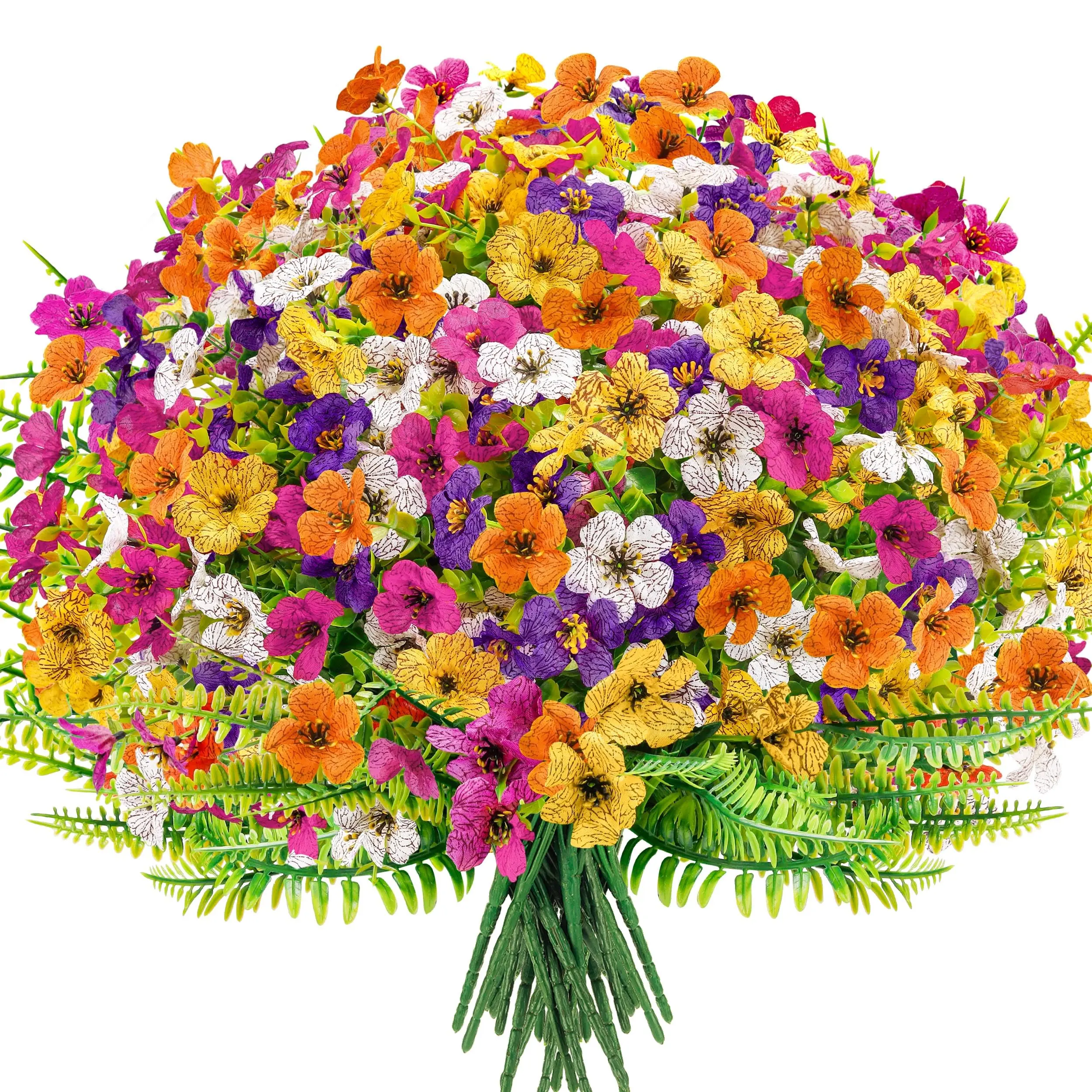 Der Rose 24-Bundle Artificial Flowers Bouquet, Lifelike Decorative Faux Ferns, Home Decor Accessory for Outdoor Decor, Spring Summer Garden Patio Front Porch for Summer Porch Patio Planters, New Home Garden Decor & Moving Season, summerwins Deals For You