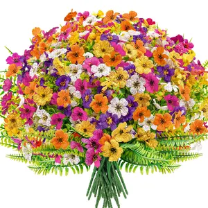 Der Rose 24 Bundles Artificial Flowers for Outdoors Decoration Faux Ferns Fake Flowers for Spring Summer Home Garden Patio Front Porch Decor