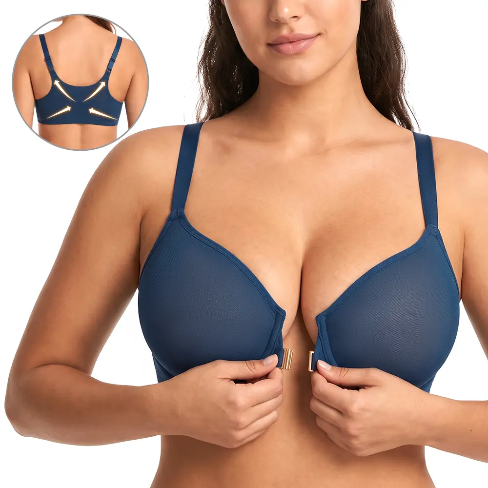 HSIA CrossForm Front Closure Full Coverage Underwire Bra 3D Contour Cups Back Smoothing Breathable Comfort Support