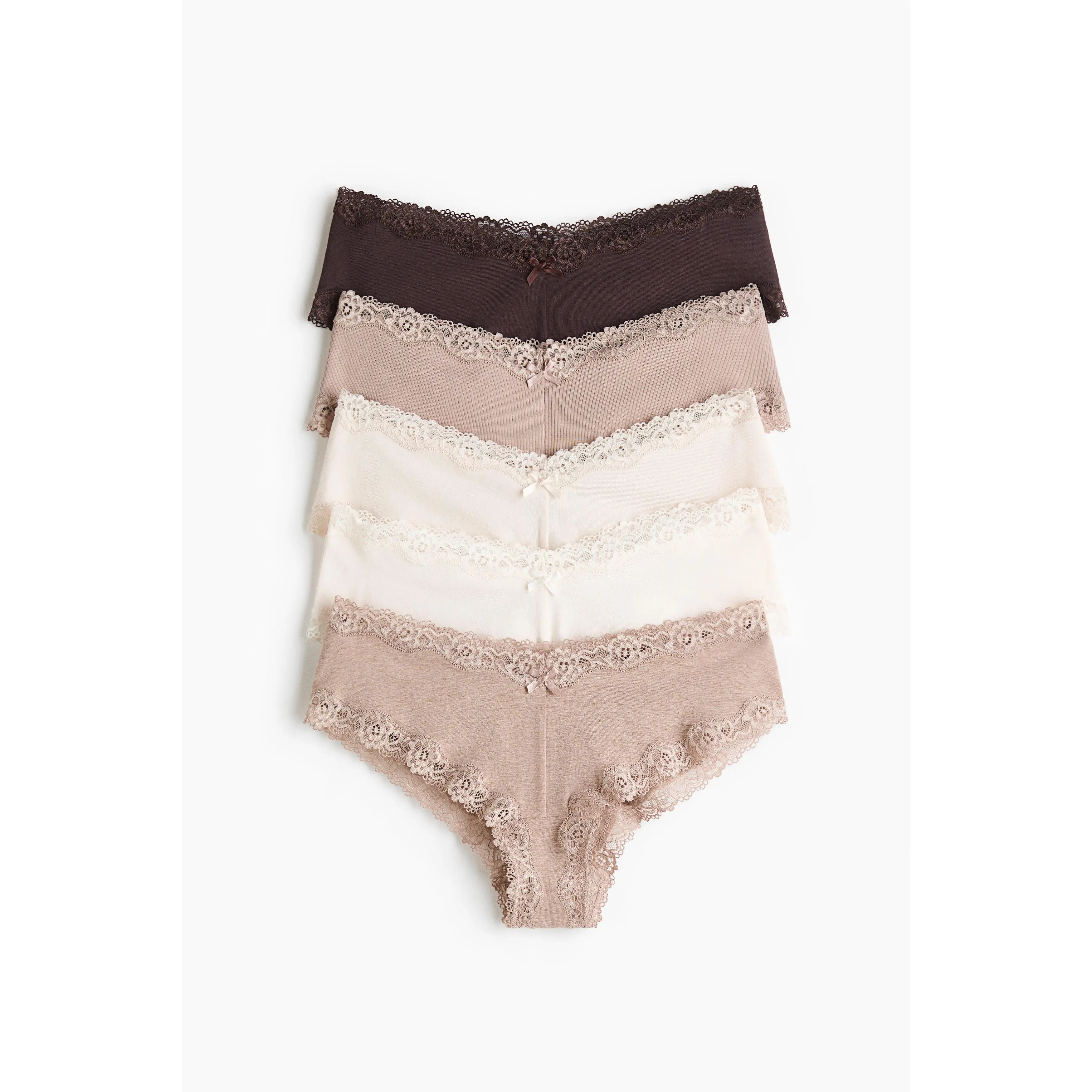 H&M 5-pack cotton and lace hipster briefs