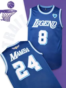 Men's Basketball Jersey 8-24 Blue, Stylish Jersey, Vintage Embroidered Basketball Jerseys Breathable Training Uniform, Sleeveless Top, Sizes S-Xxxl, Casual Loose Fit