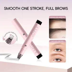 AMG Waterproof Micro-Fork Eyebrow Pencil, Long-Lasting Brow Pen for Natural Hair-Like Strokes, Smudge-Proof Makeup Tool for Daily Use & Soft Glam