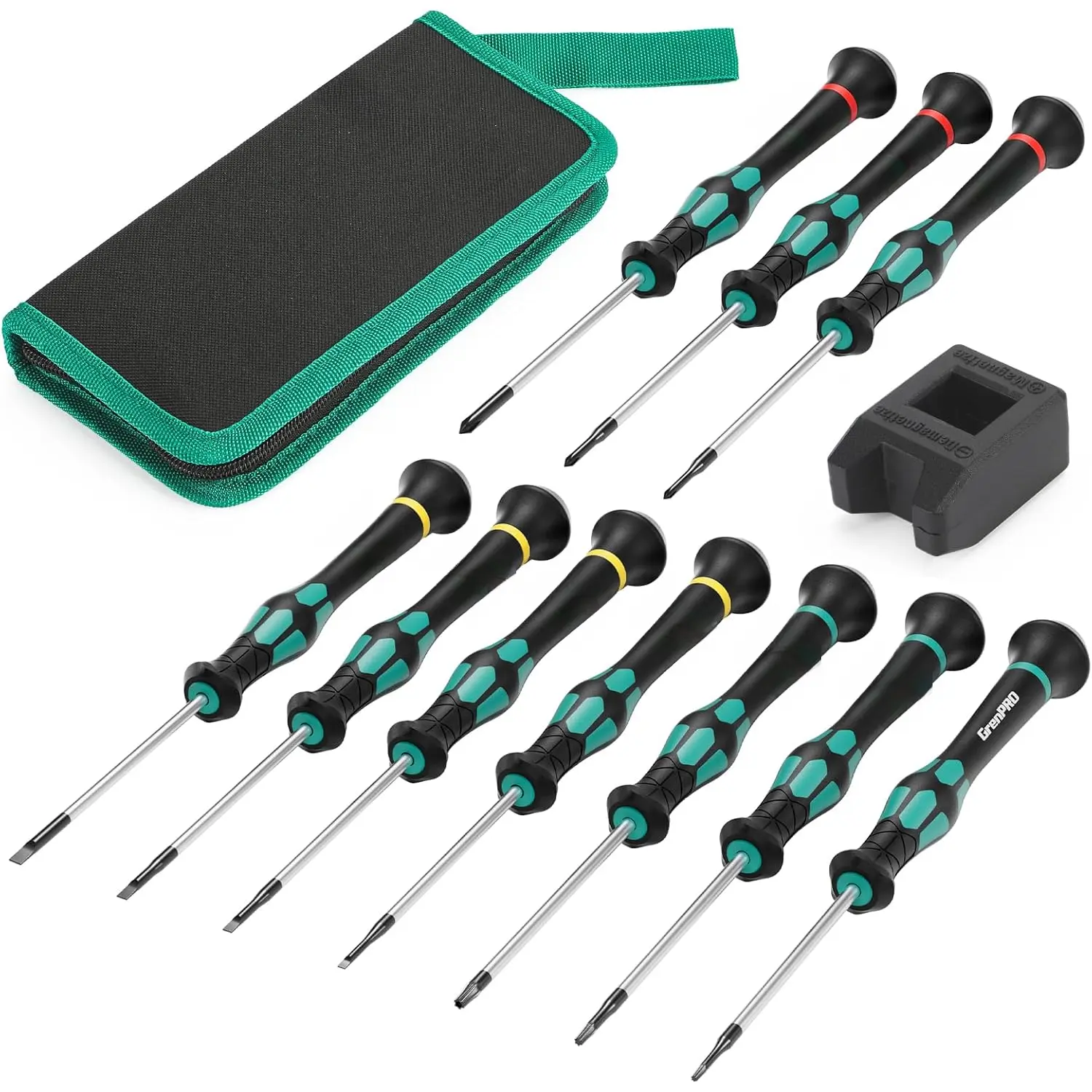 10-Piece Precision  Set,  Magnetic Small Screwdrivers with Phillips, Slotted, Torx Star for Eyeglass, Watch, Computer, Laptop, Phone