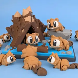 Beaver & River Hut Collectible Toy Statue - Single Doll with Articulated Joints for Pose Creation, Collectible Figure Piece