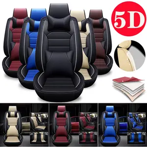 5 Seats Seat Cover for Nissan Rogue 2008-2024 2025 2026,for Nissan Frontier/Altima/Sentra/Kicks/LEAF, Leather Car Seat Covers Front Row And Second Row, Compatible Airbag, Non-Slip Waterproof Seat Cover（Full Set）