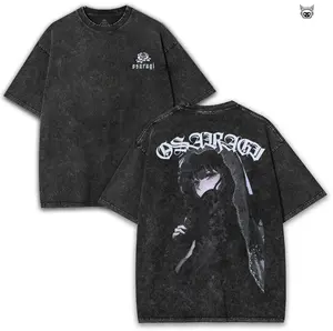 Sakamoto Days Osaragi Mystery Veil Tee – Double Sided Vintage Washed Shirt with Dark Gothic Girl in Cloak Pose | Quiet Power, Anime Core Cotton Streetwear