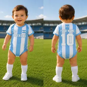 Personalized Argentina Baby Onesie Soccer Jersey, Custom Name Number Bodysuit, Argentina Football Fan Baby Gift 2026