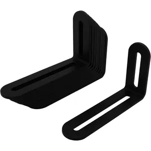 10 Pcs Black 4 Inches L Shape Angle Bracket Corner Brace with Slotted,Joint Angle Corner Brace Brackets for Fixing Wood Furniture,Thickness 3mm,Max Load 30LB