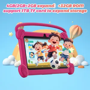 Kids Tablet 7 inch 3-9 with Protective Case,4GB (2GB+2GB Expand) RAM 32GB ROM, Toddler Tablets, Andriod Educational Learning Device,Prarent Control,Netflix,YouTube,aiwawa apps (Rose Red) tablet educativa tablet de colores keyboard  tablets wifi kid tablet