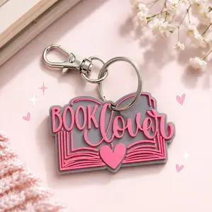 Cute Book Lover Keychain Pink Aesthetic Booktok Gift for Readers Bookish Merch Romance Lover