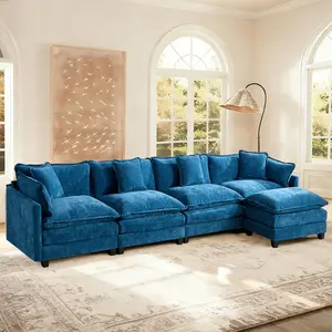 149.6”Modular Sectional Sofa, 25.2" Deep, Solid Wood Frame, Maximum Weight Limit 300 lbs,2-Layer Upholstered Couch futon