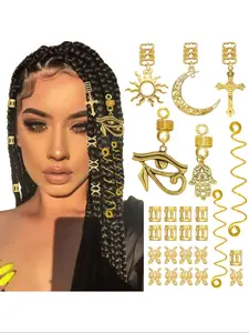 37pcs Hair Jewelry Set, Braided Locs Clip & Spiral Geometric Decorations, Durable Metal Hair Accessory for Both Genders