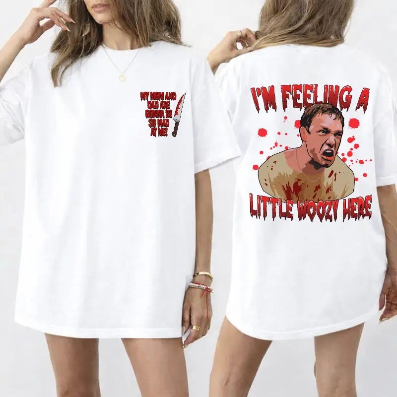 [2 SIDES] I'm Feeling A Little Woozy Here Wash Stu Macher Shirt, Vintage 90s Retro, Scream Horror Halloween Movie T-shirt
