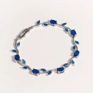 Elegant Cubic Zirconia Crystal Flower Vine Bracelet for Women Colorful Oval Gemstone Dainty Anklet Sweet Bridal Party Jewelry 7.48 Inch