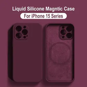 Liquid Silicone Magnetic Cases For iPhone 15 11 14 13 12 Pro Max Plus For Magsafe Wireless Charging Soft Cover Phone Accessories