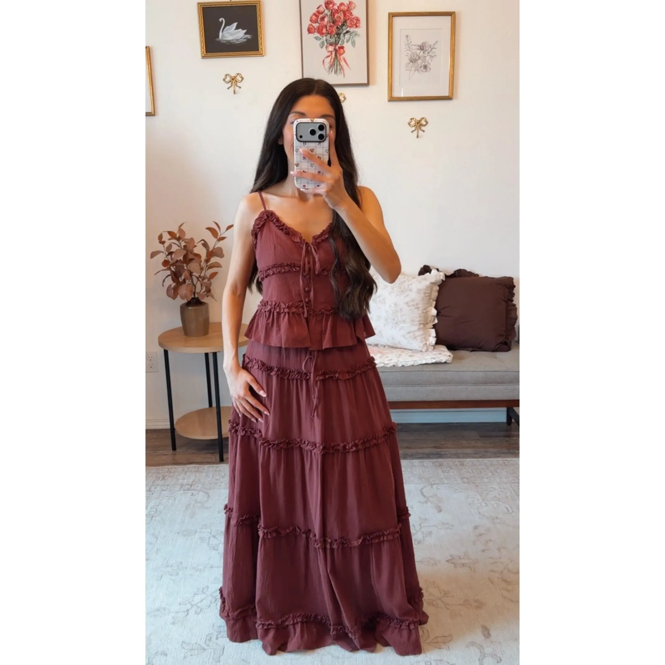 Countryside Dreams skirt Set - Burgundy