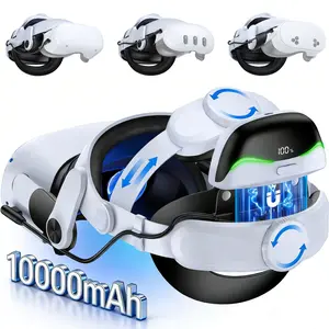 10000 mAh Magnetic Battery Headstrap for Meta Quest 3/3S/2, 45° Setting Soft Sponge VR Headstrap for Quest 3/3S/Quest 2, Reduce Stress on the Face Support Comfort
