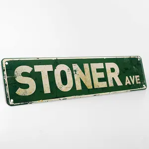 Stoner Avenue Funny Vintage Slim Aluminum Street Sign 16x4 Inch Wall Art Decor - Indoor Outdoor Gift Metal Retro