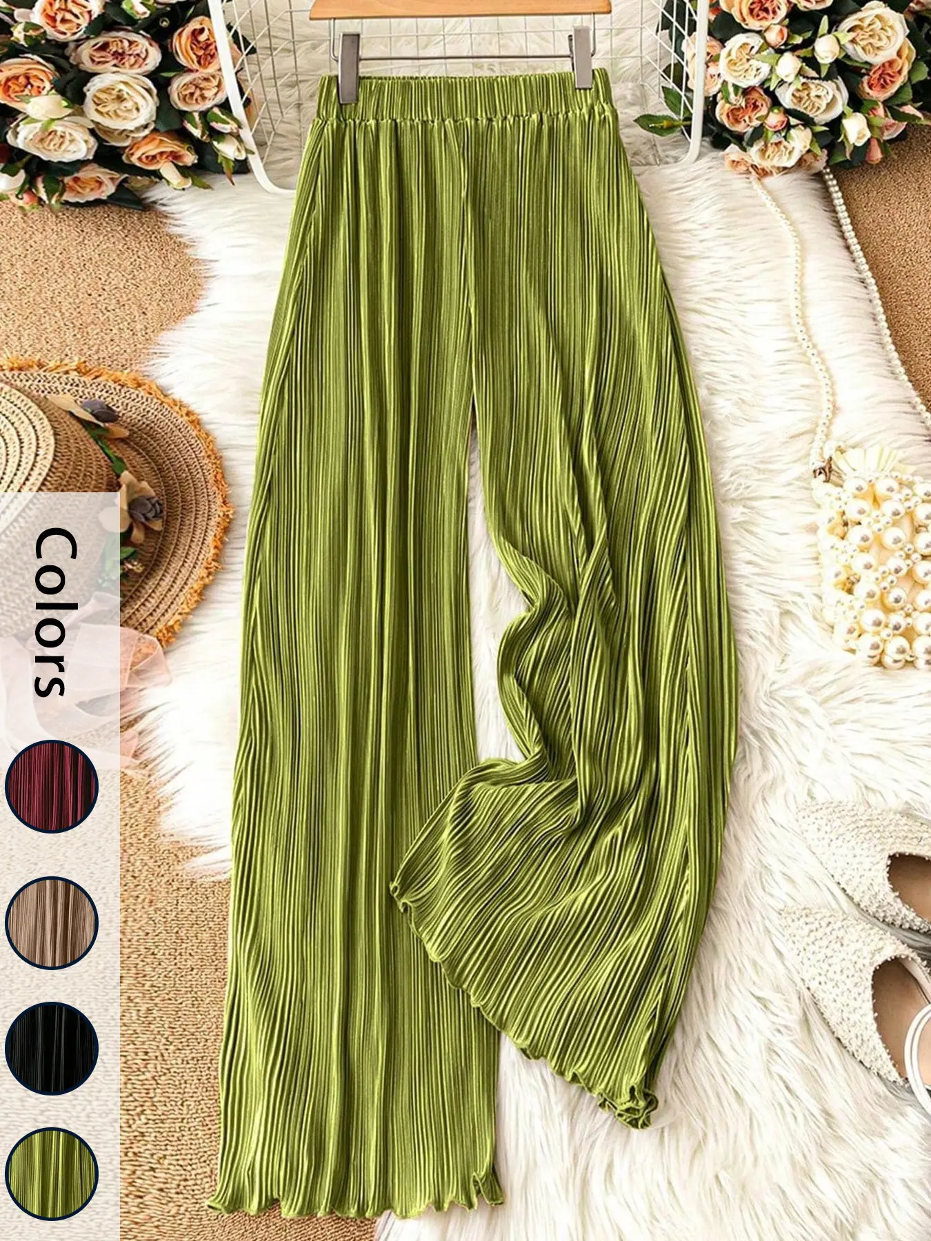 Women's Solid Color Wide-Leg Baggy Oversized Pants, Casual Comfy Trousers for Daily Summer Wear, Womenswear