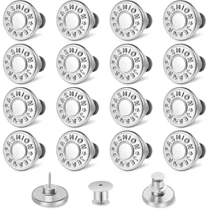 16 Sets Button Pins for Loose Jeans, No Sew Pants Tightener for ,  and Adjustable Jeans Button to Make Smaller