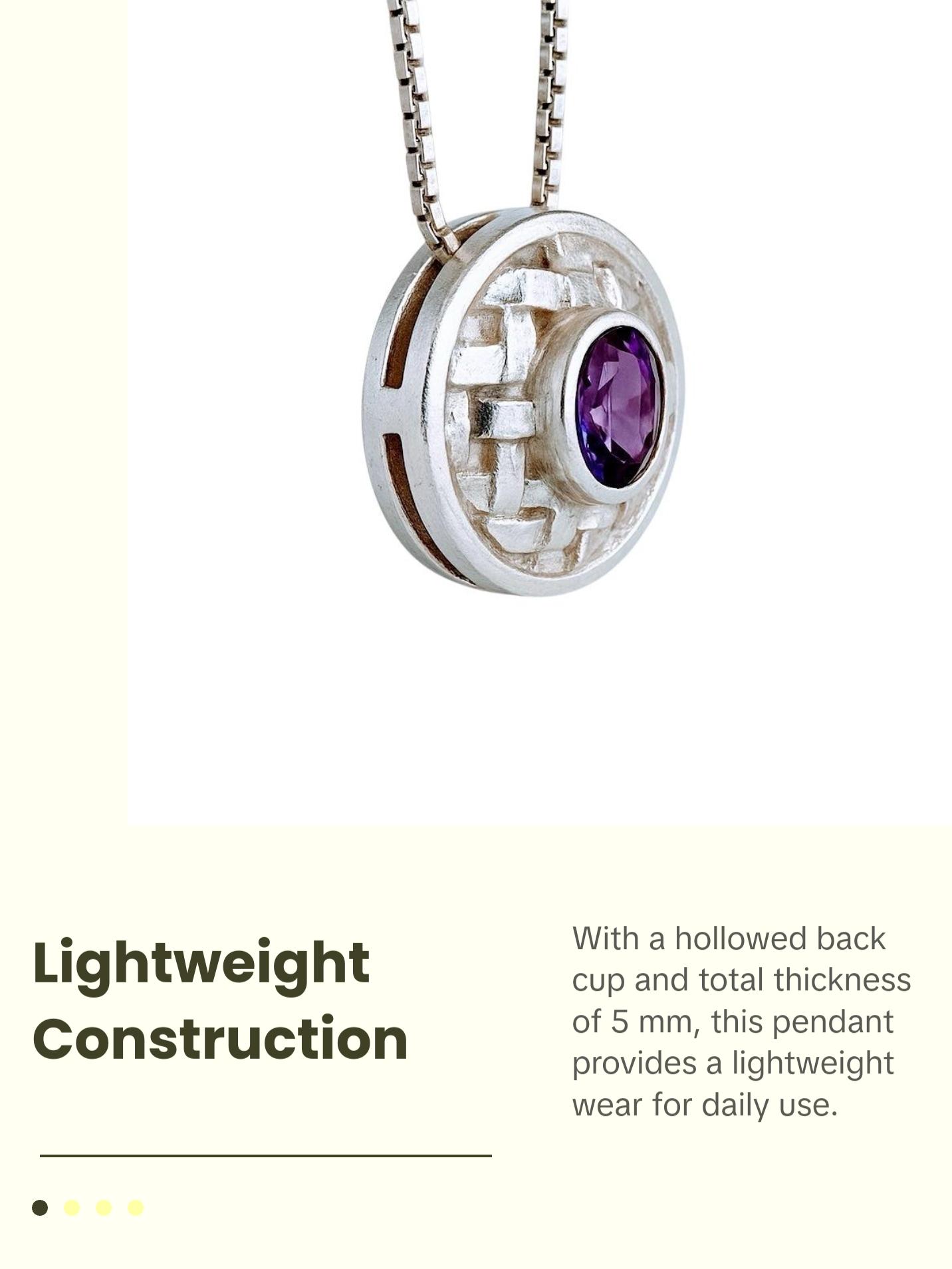 Basotho Amethyst Sterling Silver Basket Weave Pendant Necklace Basotho Amethyst Sterling Silver Basket Weave Pendant Necklace