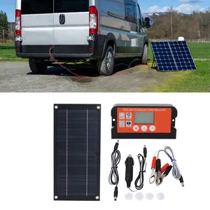 600W Solar Panel Charger Monocrystalline Silicon 100A Charge Controller Solar Panel Kit with Extension Cable Battery Clip for RV Outdoor Camping