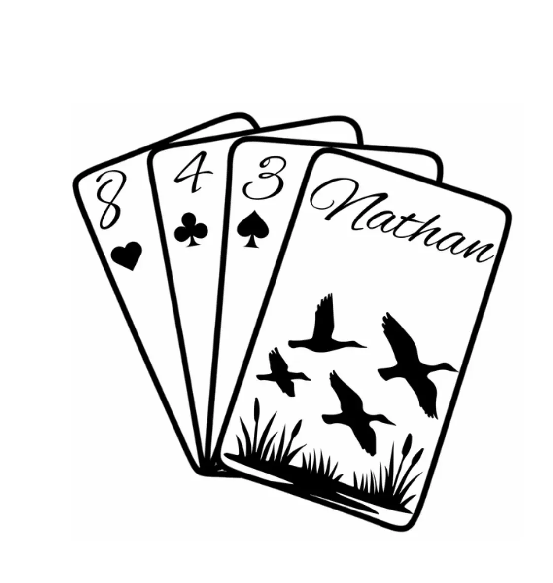 Customizable Playful Car Playing Card Decal with Name Display - Automotive Decoration, Car Vehicle Decoration, Exterior Sticker Accessory