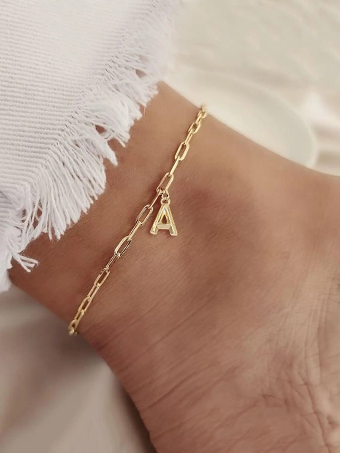 Initials Charm Anklet, Simple Letter Design Anklet for Women & Girls, Fashion Jewelry for Party, Daily Clothing Decor, Fashionable Accessory, Trendy All-match & Exquisite Jewelry for Birthday Gift, Jewellery Accessories
