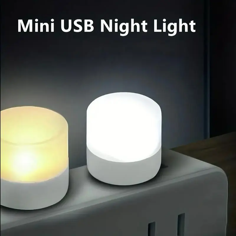 Mini LED Night Light - 5 or 10 Pieces, Lightweight Portable Energy-Efficient Nightlight, Warm Glow, Multiple Colors for Home & Travel, colors available