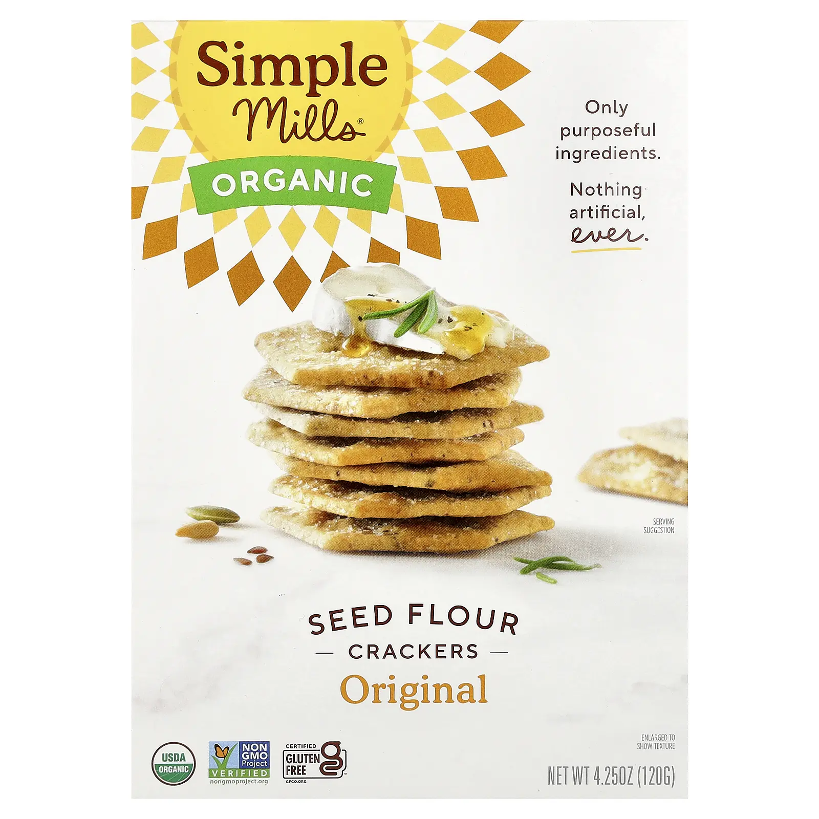 Simple Mills Organic Seed Flour Crackers, Original, 4.25 oz (120 g) Simple Mills Organic Seed Flour Crackers, Original, 4.25 oz (120 g)
