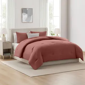 NESTL 3-Piece Solid Modern Bed Comforter Set, Queen Size with Box Stitched Design, Soft Bedding for Bedroom Use