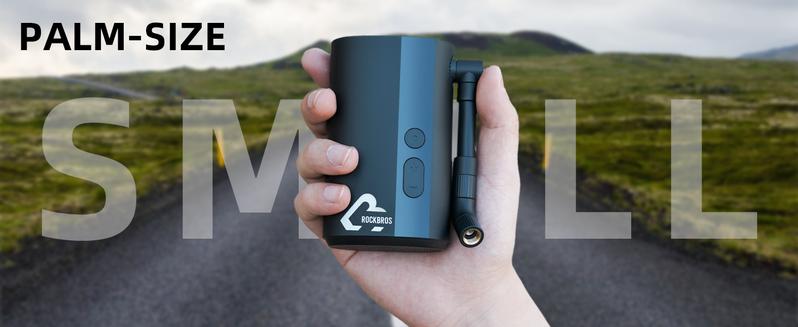 ROCKBROS 150PSI Mini Electric Bike Pump, 32s Fast Inflation, 5000mAh Bbattery, Bike Tire Pump with Digital Gauge, Auto-Shutoff, Compatible with Presta and Schrader Valves