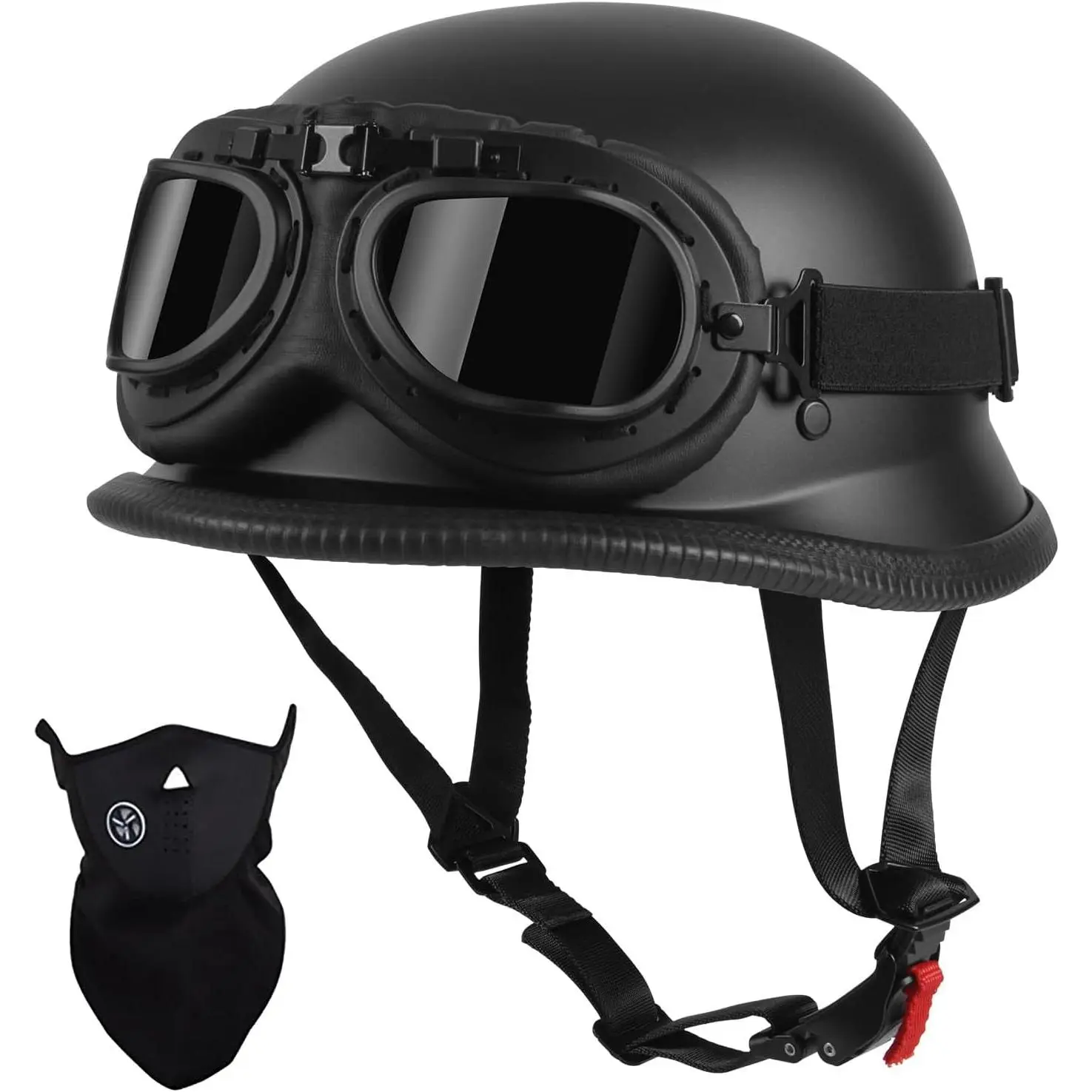 DOT Certified Unisex Retro Open Face Half Helmet - Street Legal Hard Shell with 30*20cm Scratch-Proof Visors, Lightweight Shell, Comfortable, All Seasons, Visibility Boost for Street Cruising, Touring