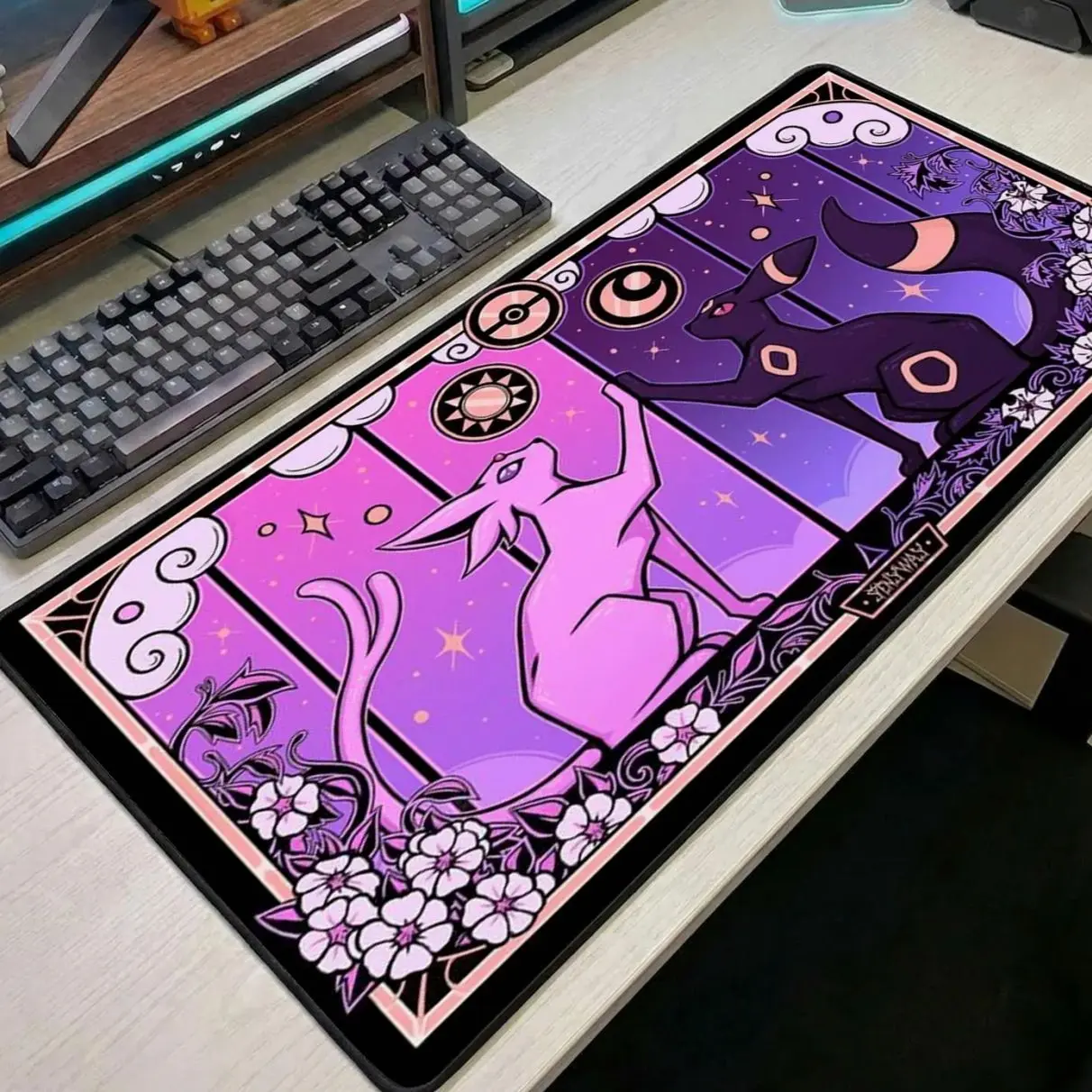Pokemon Mouse Pad Large Desk Mat Umbreon Espeon Mousepad Cute Purple Anime Desk Mat Gaming Desk Mat Pokemon Gift