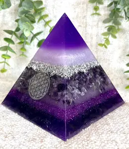 IRIS - Orgonite Pyramid - EMF Protector - Amethyst Crystal and Aluminum Metal