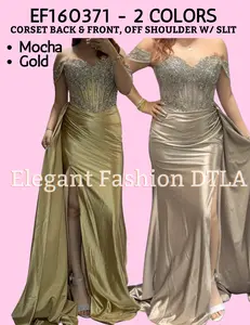✨ Elegant Fashion✨✨   EF160371 Corset Top & Back w/Slit & Off Shoulder