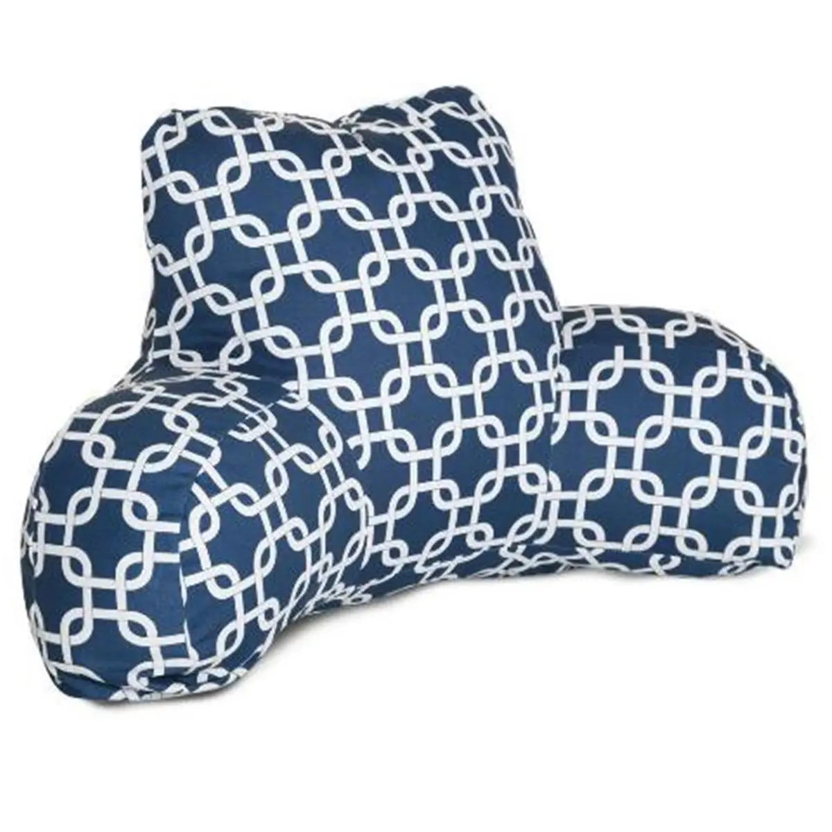 Majestic Home Navy Blue Links Fiber Fill Reading Pillow - Super Loft, Head Support Cushion for Bed & Living Room Comfort