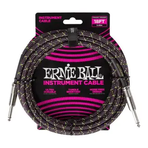 Ernie Ball Braided Instrument Cable Straight/Straight 18ft -Purple Python