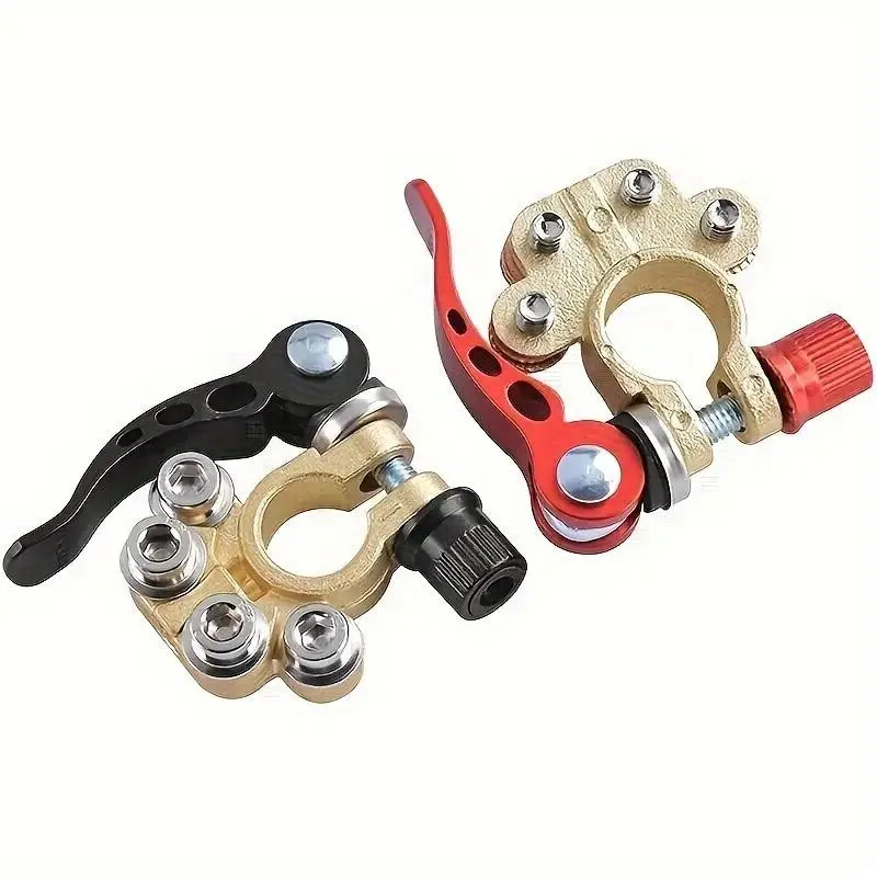 Brass Battery Terminal Connectors Set of 2, 4-Pole Quick Disconnect for Cars Trucks Boats, Durable Copper Plated Contacts, Car Parts, Auto Parts, Automotive