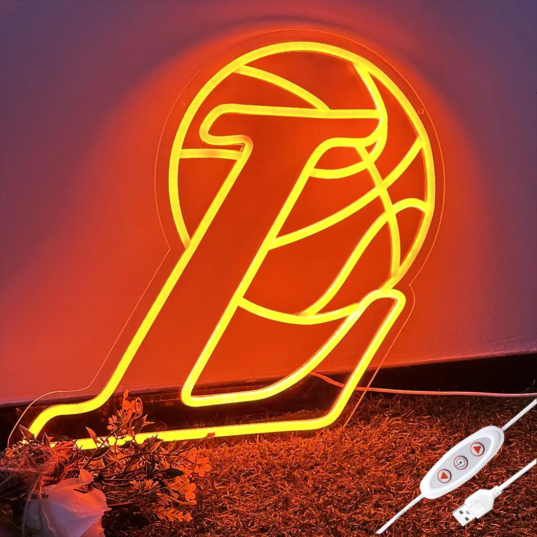 Los Basketball Neon Sign – 15.7x14.8 Inch Dimmable LED Light, USB Powered Sports Wall Decor, Perfect for Teen Boys' Bedroom & Sports Fans summerwins Led Neon Signs