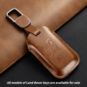 High-end fashionable leather key protection case, key hook, suitable for Range Rover, Defender, Range Rover Sport, Discovery, Discovery Sport, Range Rover Evoque, Discovery Evoque Sport Velar, Jaguar XE, Jaguar F/E-PACEE-Face series of smart keys.