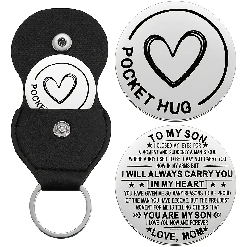 Pocket Hug Token, Inspirational Reminder Gift, Heartfelt Message Keychain, Mental Health Support, Self-Love Compact Charm, Heart Keyring, Keychain Jewelry