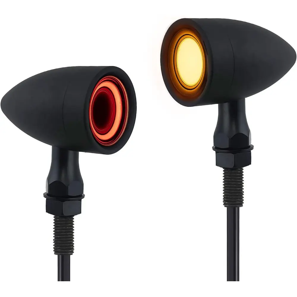 Motorcycle Turn Signals Led Tail Lights, 2 Pack, Retro 40 Leds Amber Red Brake Light Rear Indicator Blinkers, Universal For Harley Davidson, Honda, Kawasaki, Suzuki, Triumph, Yamaha (Matte Black)