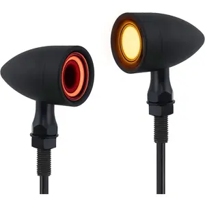 Motorcycle Turn Signals Led Tail Lights, 2 Pack, Retro 40 Leds Amber Red Brake Light Rear Indicator Blinkers, Universal For Harley Davidson, Honda, Kawasaki, Suzuki, Triumph, Yamaha (Matte Black)