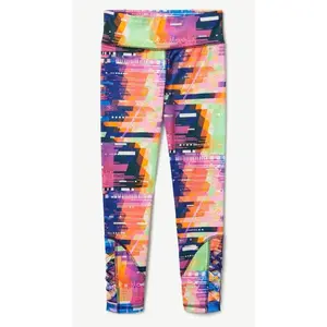Justice Girls J-Sport Ankle Detail Legging – Mid-Rise Fit with Holographic Overlays & Mesh Accents
