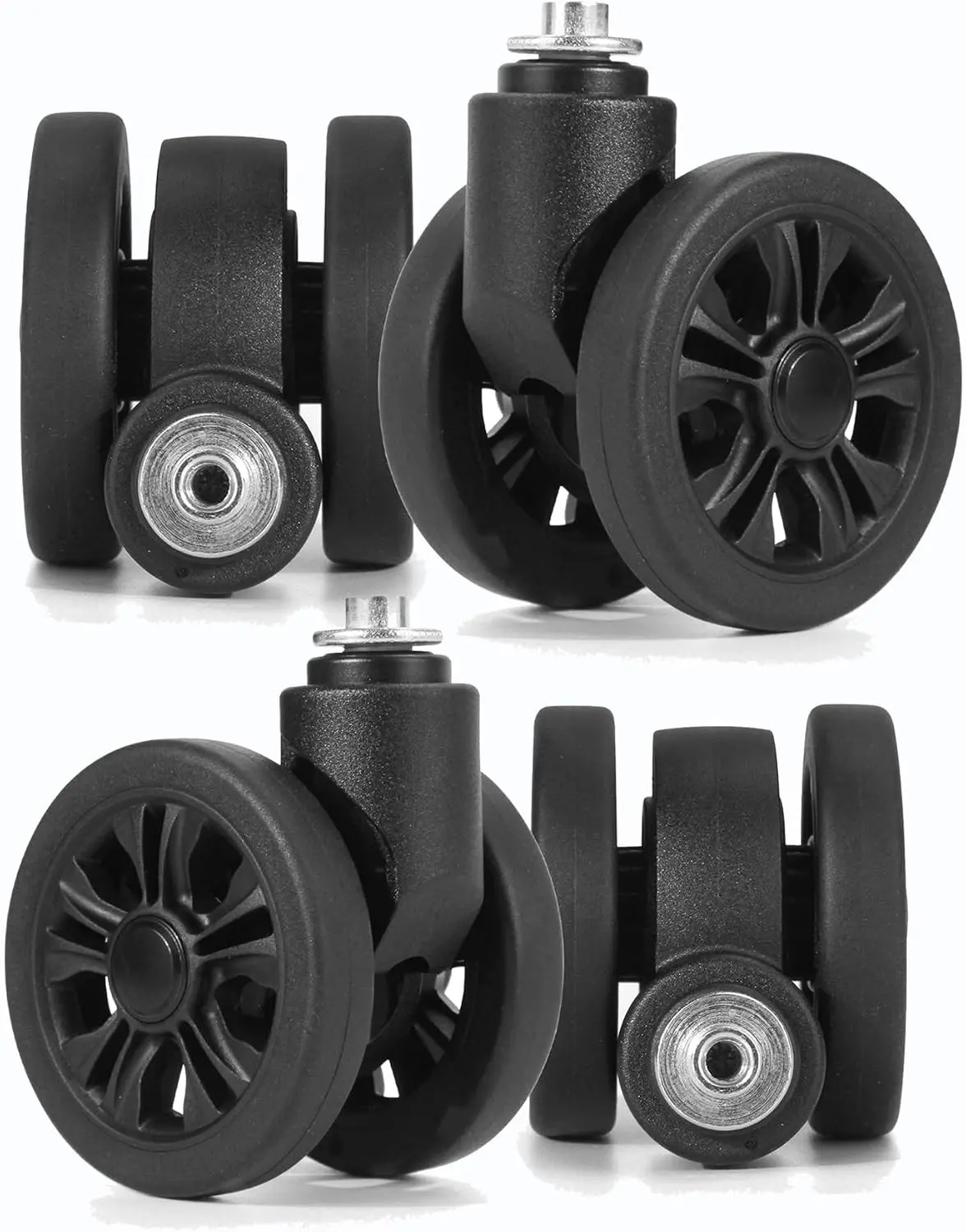 Luggage Wheels Replacement 4 pcs Suitcase Replacement Wheels Wear-Resistant Spinner Wheels for Suitcase Repair (ZLN-2, Black